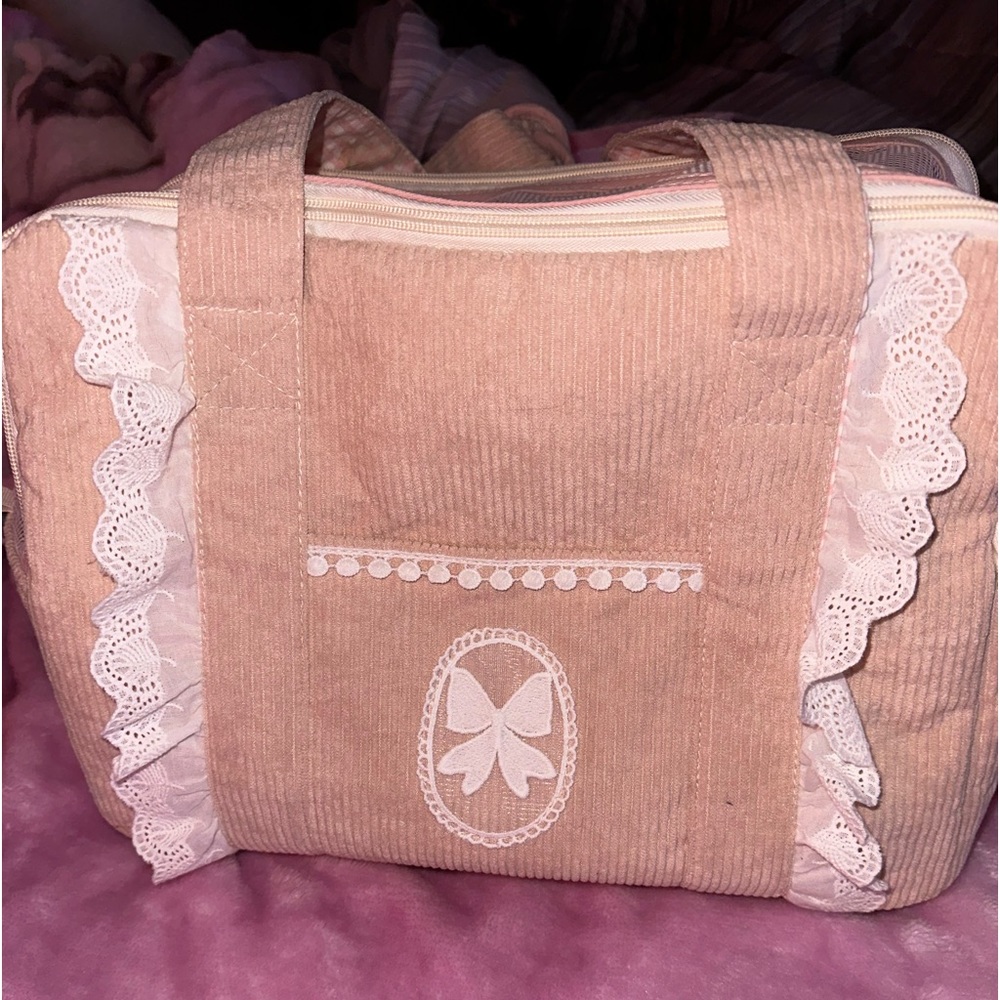 Pink Corduroy Dog Tote Carrying Case